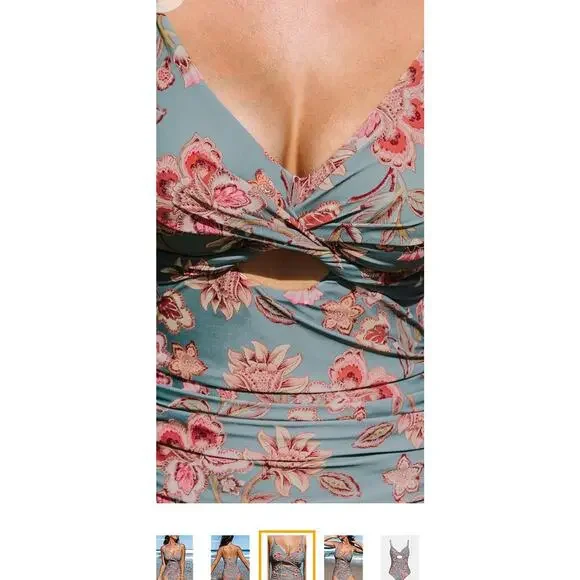 Cupshe Women's One Piece Swimsuit Tummy Control V Neck Bathing Suit Size Medium - Picture 3 of 16